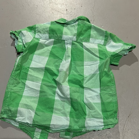 Primary green and blue gingham button down 3T - Picture 2 of 2